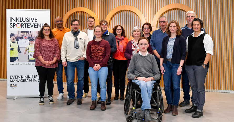Die Event-Inklusionsmanager*innen der 1. Phase und das Projektteam / Foto: DOSB/Kai Peters