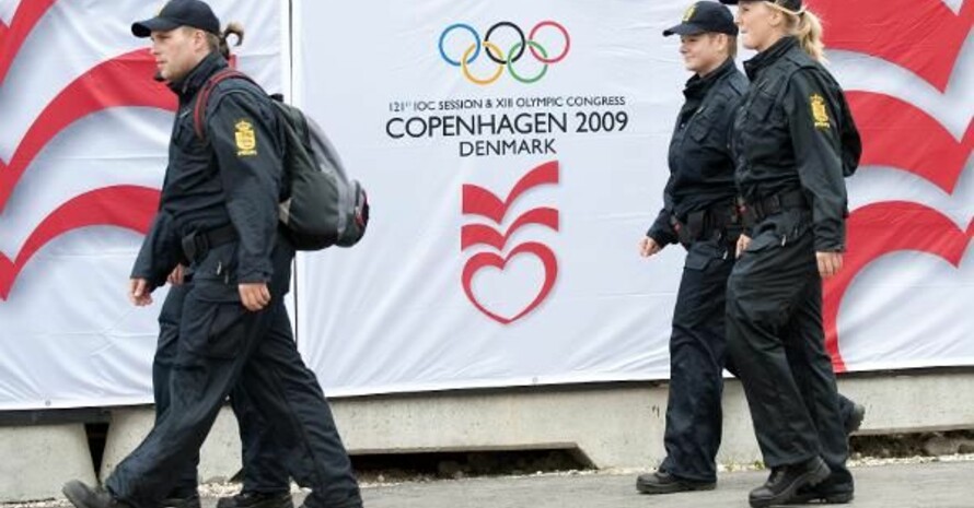 Dänische Sicherheitskräfte schützen die Delegierten und Gäste auf dem 13. IOC-Kongress in Kopenhagen. Copyright: picture alliance