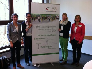 v.l.Kirsten Witte-Abe,stv. Ressortleiterin Chancengleichheit und Diversity im DOSB, Steffi Jones, Direktorin DFB, Sylvie Krüger, Welthandballerin und Kathrin Mahler Walter,EAF Berlin/Foto:dosb