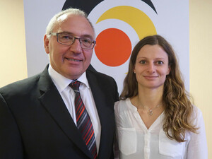 DJB-Präsident Peter Frese mit der Athletenvertreterin Mareen Kräh. Foto: DJB