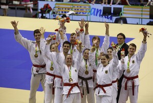 Das deutsche Ju-Jutsu-Team nach der Siegerehrung. Foto: IWGA
